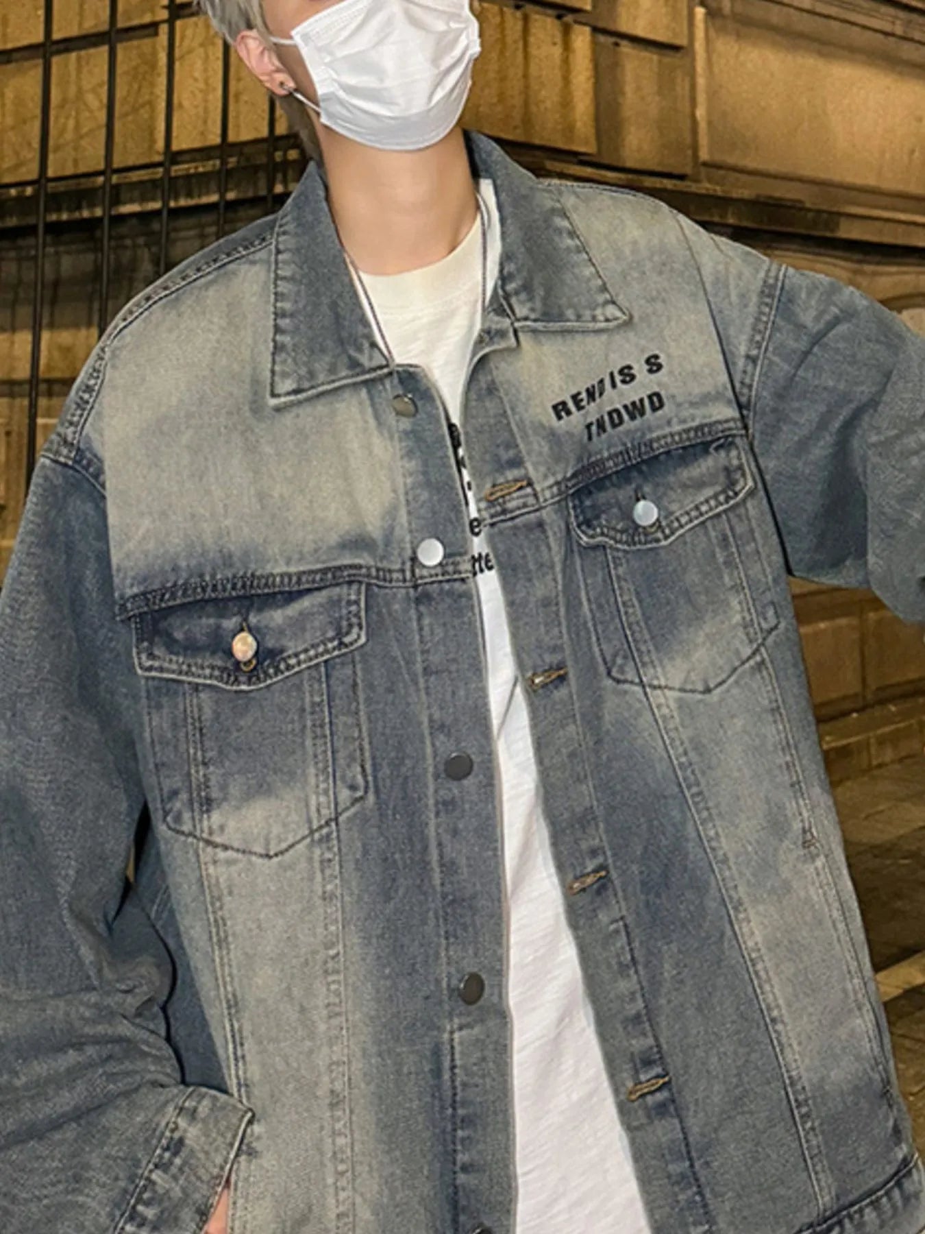 Men's Plus Size Oversized Button Up Washed Denim Jacket Trendsi