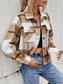 Plaid Collared Neck Jacket with Breast Pockets nicholesgifts