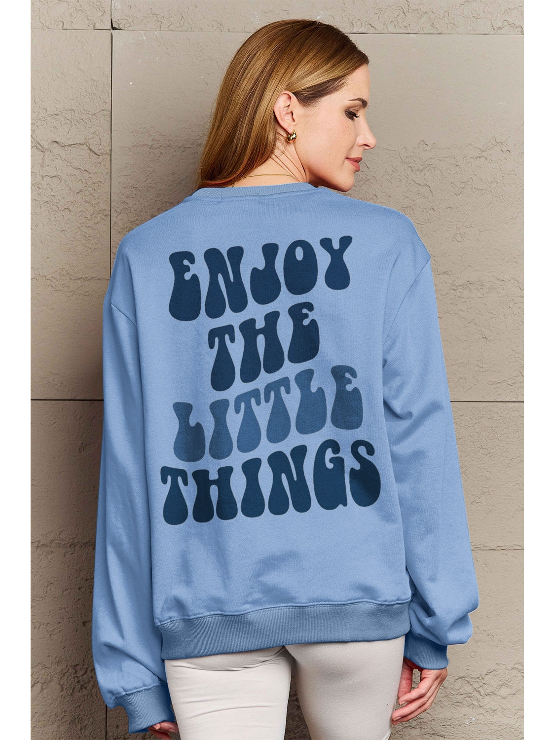 Women Simply Love Full Size Enjoy The Little Things Round Neck Sweatshirt nicholesgifts