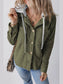 Drawstring Button Up Long Sleeve Hooded Jacket nicholesgifts
