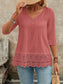 Lace Hem V-Neck Blouse nicholesgifts