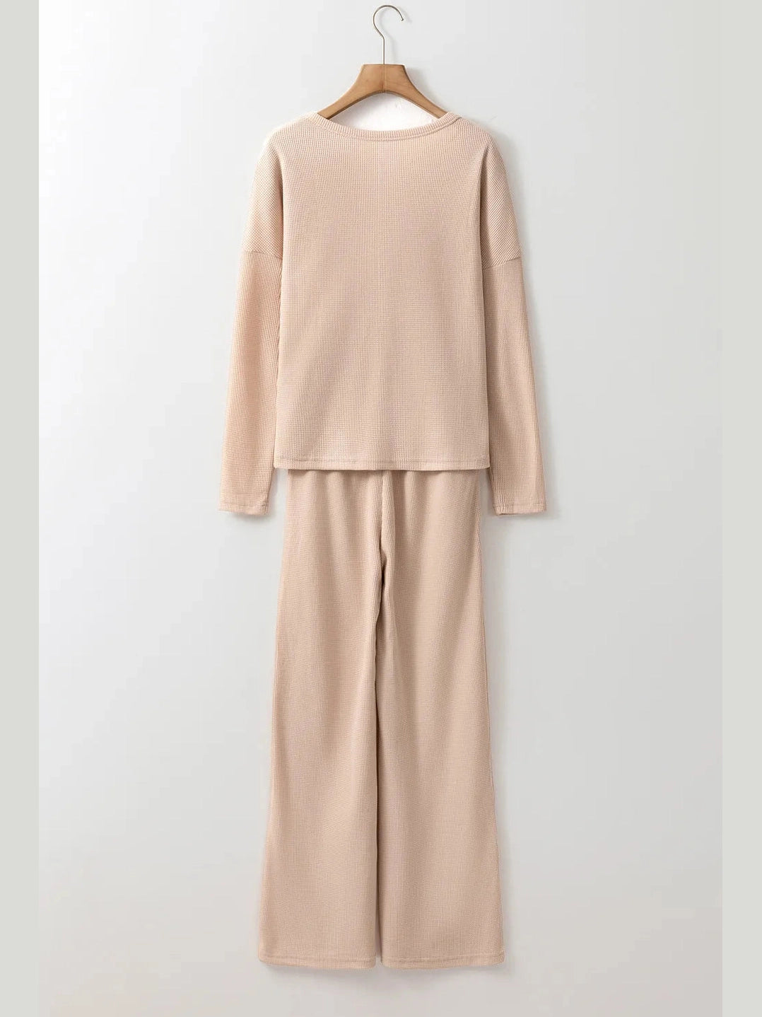 Round Neck Long Sleeve Top and Drawstring Pants Lounge Set nicholesgifts
