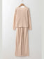 Round Neck Long Sleeve Top and Drawstring Pants Lounge Set nicholesgifts