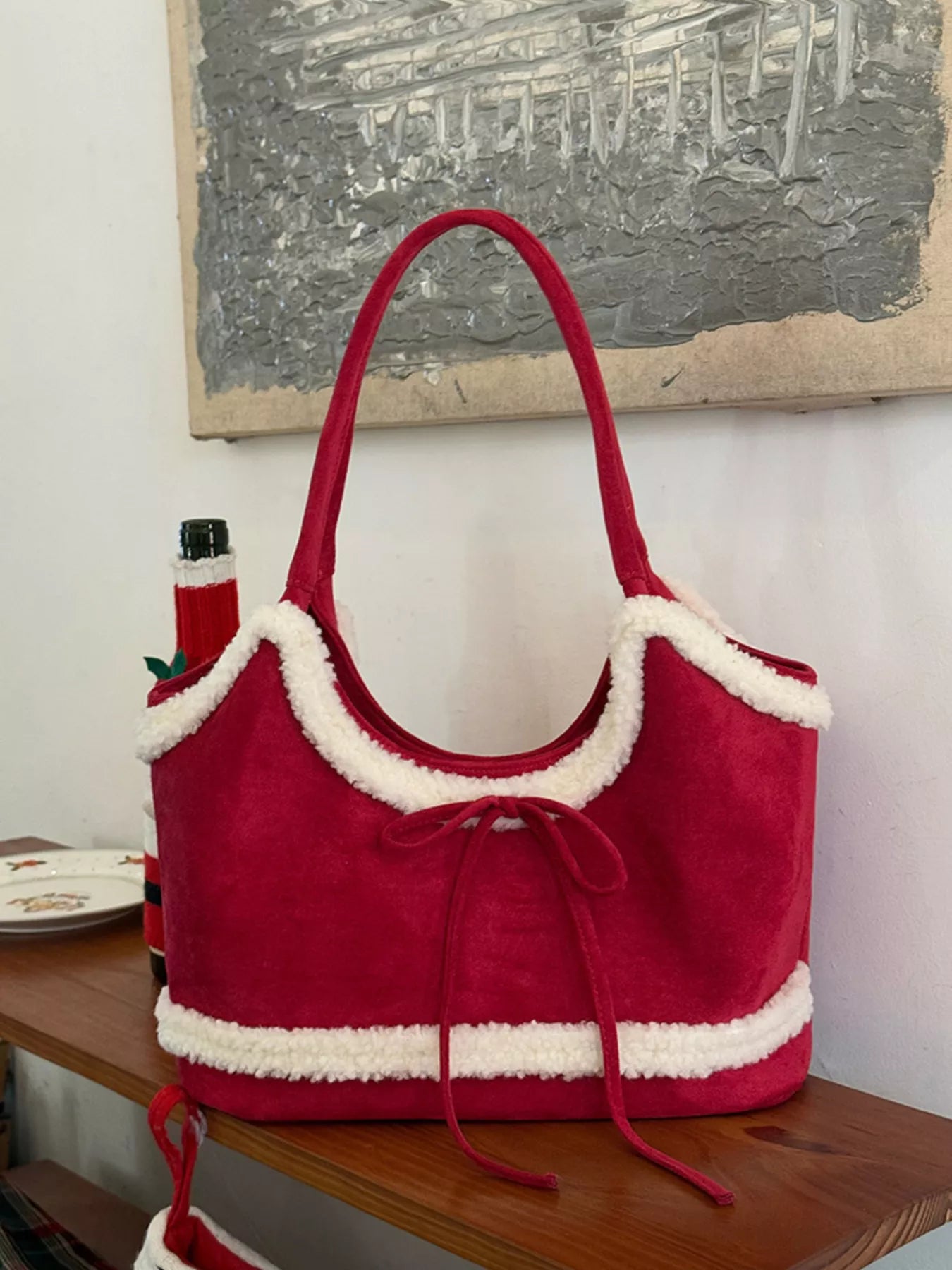 Plush Trim Shoulder Bag nicholesgifts