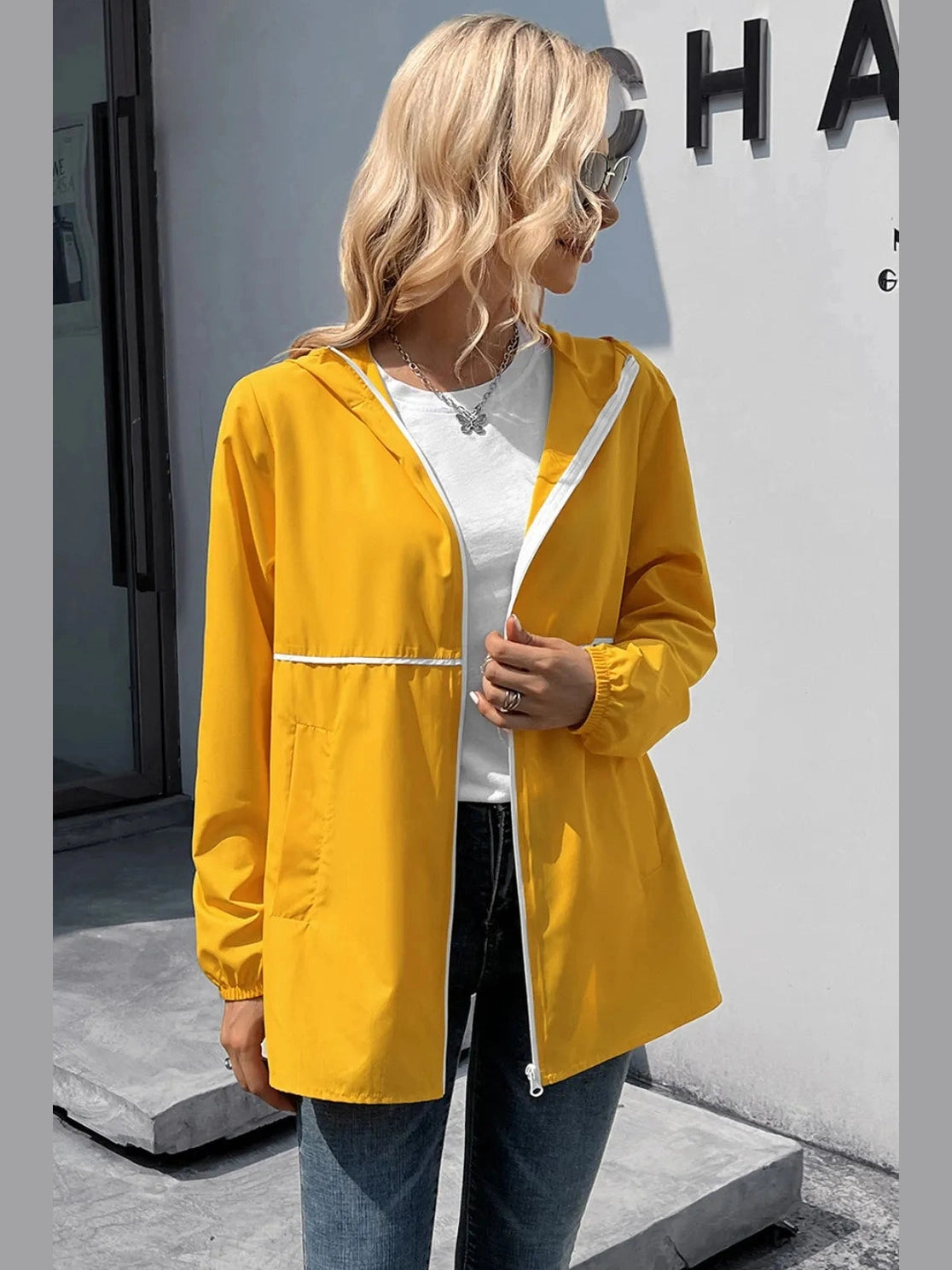 Ivy Lane Zip Up Long Sleeve Hooded Watertight Jacket nicholesgifts