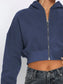 Zip Up Long Sleeve Hooded Cropped Jacket nicholesgifts