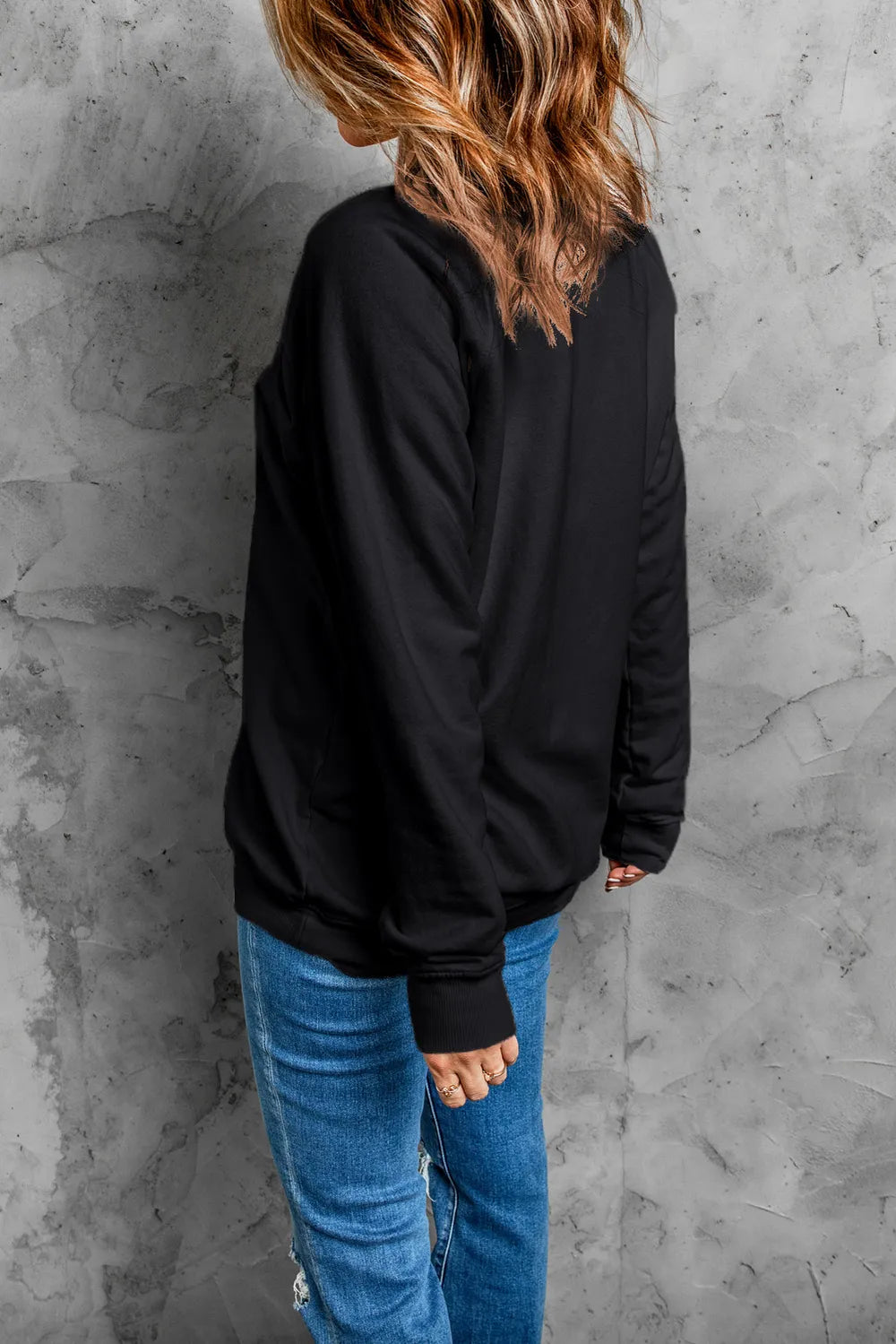 Pumpkin Round Neck Long Sleeve Sweatshirt Trendsi