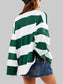 Women Striped Half-Zip Oversized Sweatshirt nicholesgifts