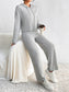 Honey Drawstring Ribbed Hoodie and Straight Leg Pants Set nicholesgifts