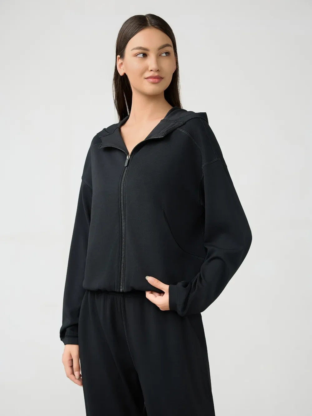 Millennia Zip Up Dropped Shouder Active Hooded nicholesgifts