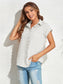 Women Swiss Dot Button Up Cap Sleeve Shirt nicholesgifts