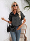 Button Down Collared Neck Short Sleeve Satin Shirt nicholesgifts