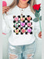 Women Valentine's Day Checkered Heart Long Sleeve Sweatshirt nicholesgifts