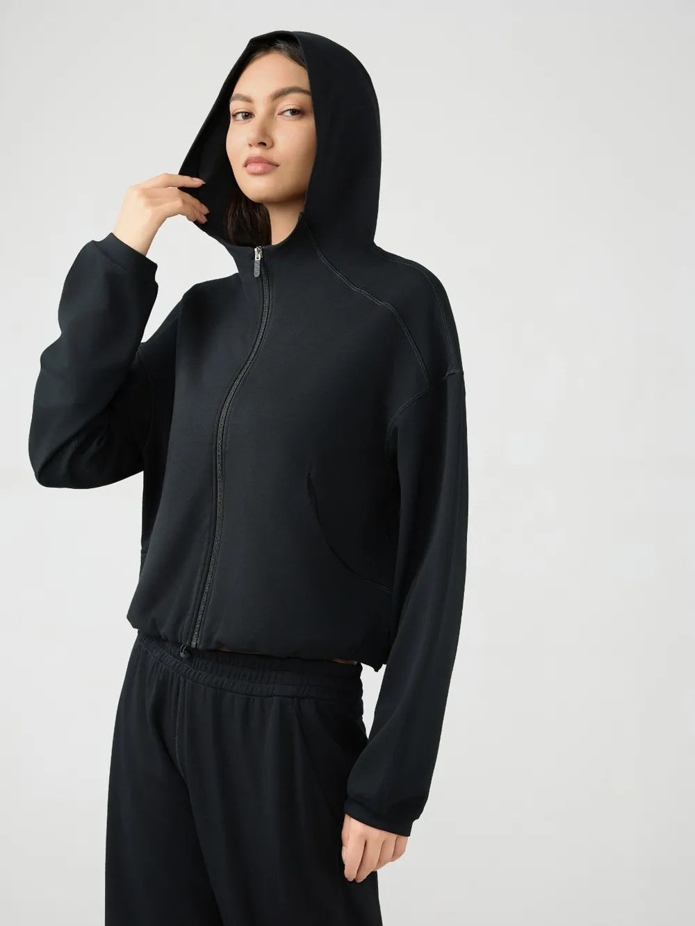 Millennia Zip Up Dropped Shouder Active Hooded nicholesgifts