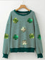 Stripe Lucky Clover Drop Shoulder Sweatshirt nicholesgifts