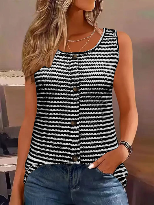 Striped Round Neck Tank Top NicholesGifts