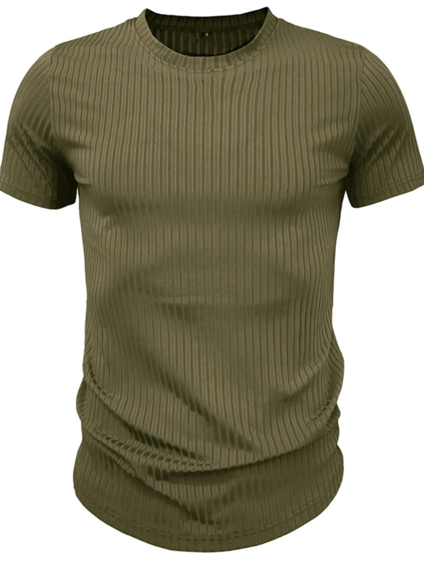 Men's Full Size Ribbed Knit Short Sleeve Round Neck T-Shirt Plus Size NicholesGifts
