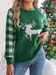 Reindeer Plaid Round Neck Long Sleeve Sweater nicholesgifts
