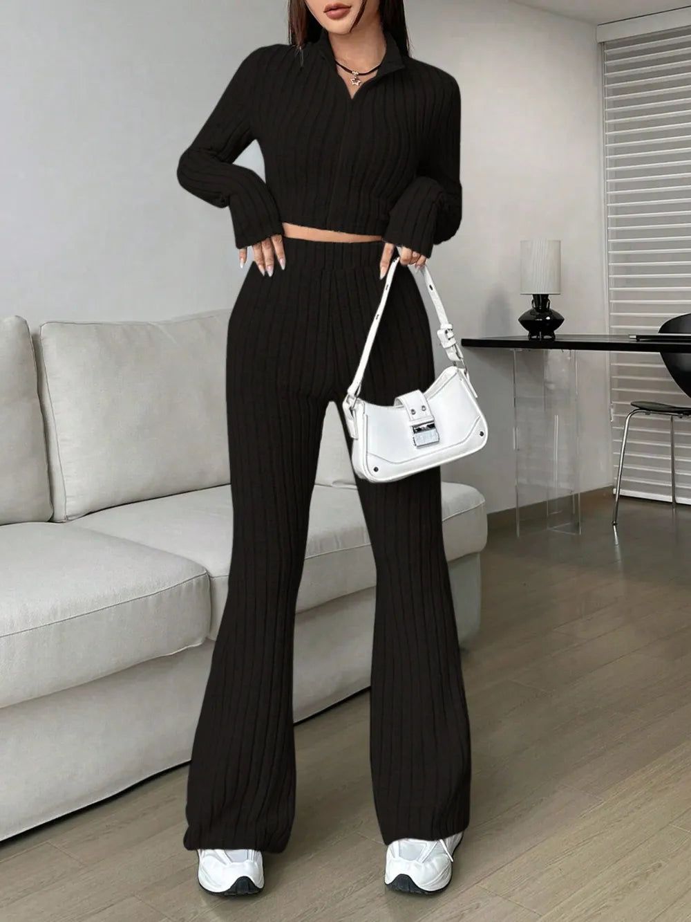 Honey Zip Up Long Sleeve Top and Pants Set nicholesgifts