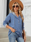 Women Drawstring Striped Long Sleeve Hoodie nicholesgifts