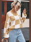 Checkered Exposed Seam Drooped Shoulder Sweater nicholesgifts
