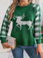 Reindeer Plaid Round Neck Long Sleeve Sweater nicholesgifts