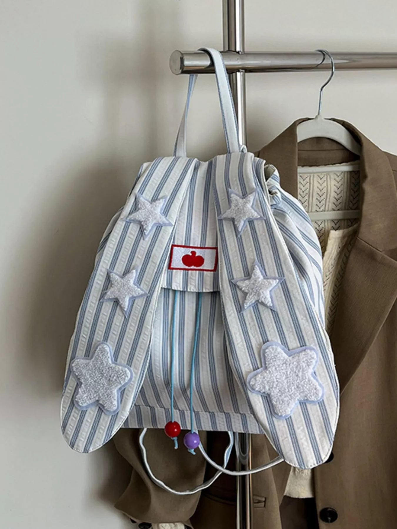 Striped Star Bunny Ear Backpack Bag nicholesgifts