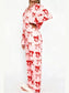 Bow Print Top and Wide Leg Pants Lounge Set nicholesgifts