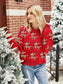 Women Reindeer Round Neck Long Sleeve Christmas Sweater nicholesgifts