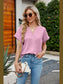 Notched Neck Cuffed Sleeve Shirt nicholesgifts