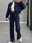 Baseball Collar Zip Up Outerwear and Drawstring Pants Set nicholesgifts