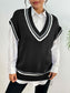 Contrast Trim V-Neck Sweater Vest nicholesgifts