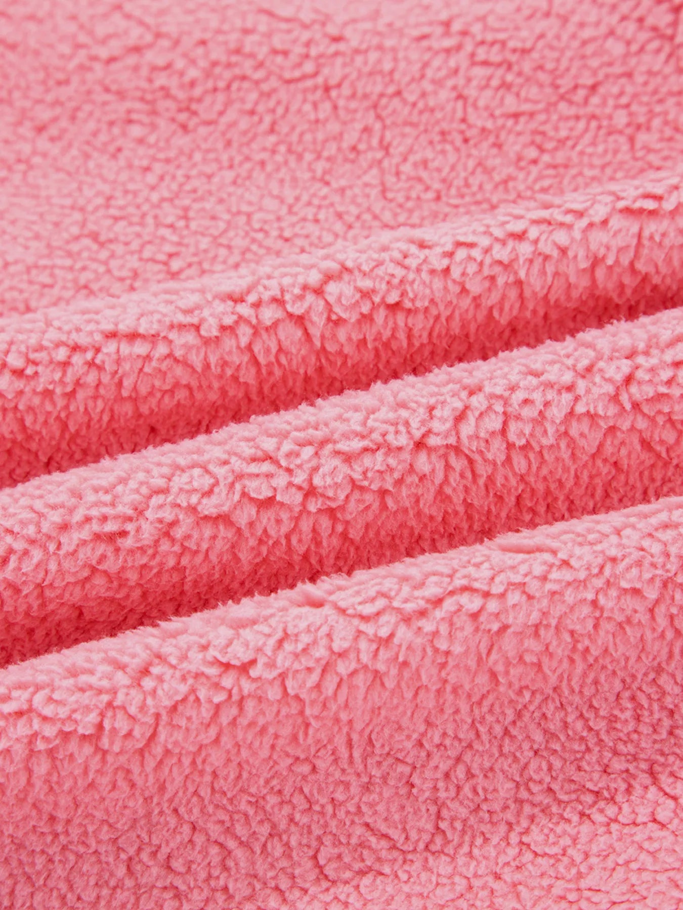 Sherpa Contrast Faux Leather Trim Half Zip Sweatshirt Trendsi