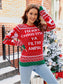 Letter Graphic Round Neck Long Sleeve Sweater nicholesgifts