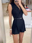 Solid Sleeveless Surplice Romper nicholesgifts