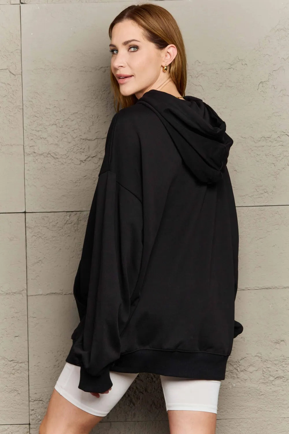 Full Size Drawstring Long Sleeve Hoodie Trendsi