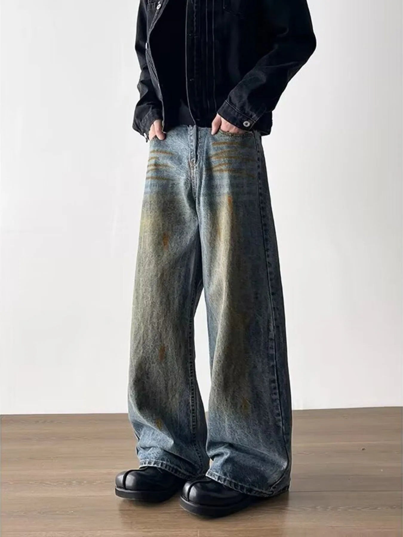 Men's Full Size Wide-Leg Jeans Plus Size Trendsi