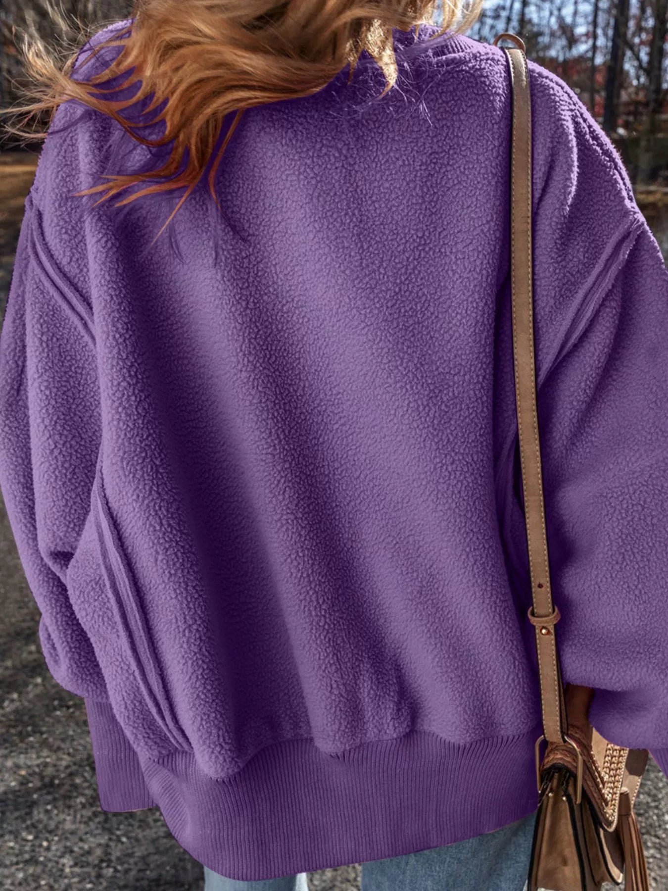 Round Neck Dropped Shoulder Sweatshirt Trendsi