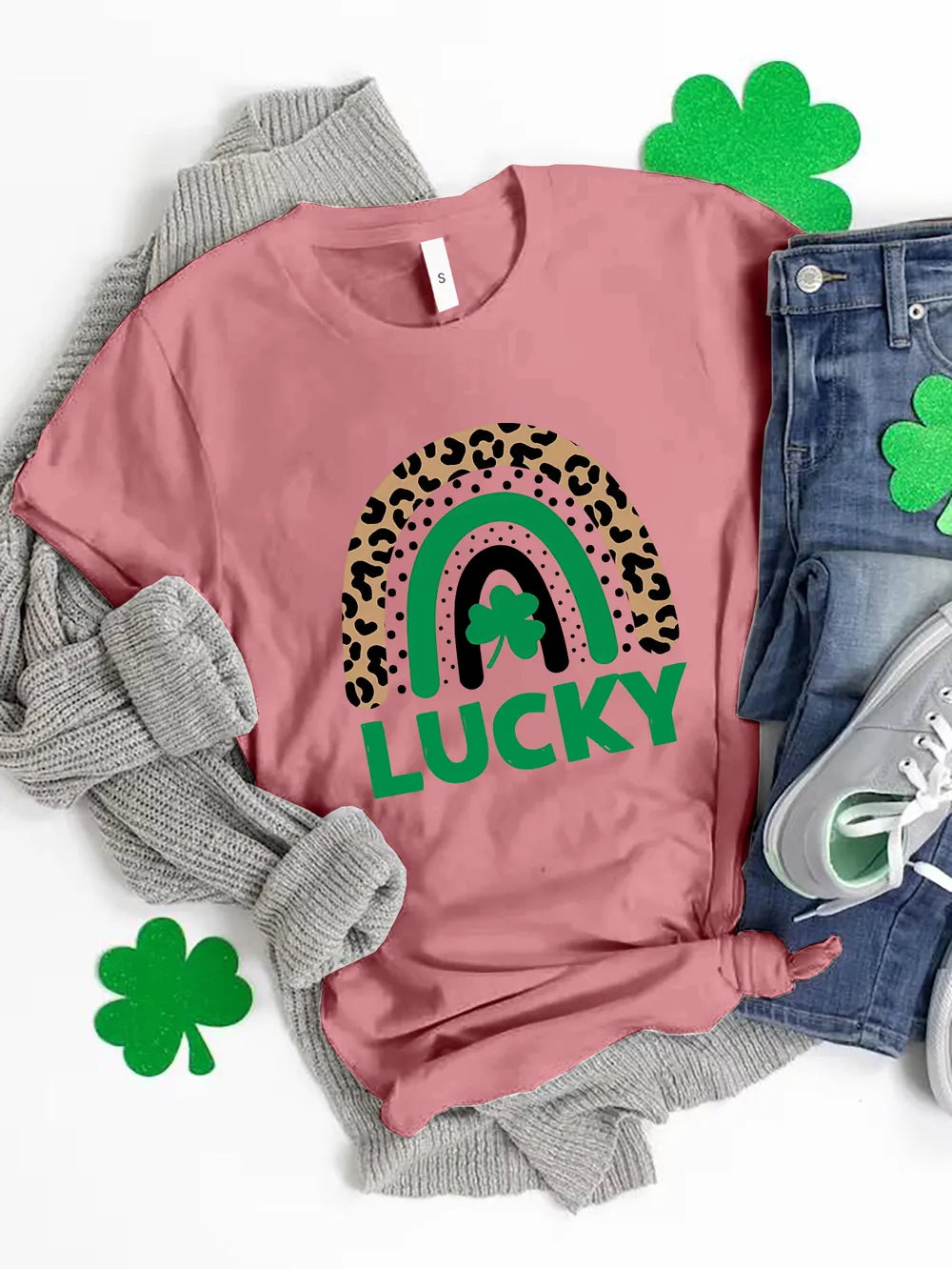 LUCKY Round Neck Short Sleeve T-Shirt nicholesgifts