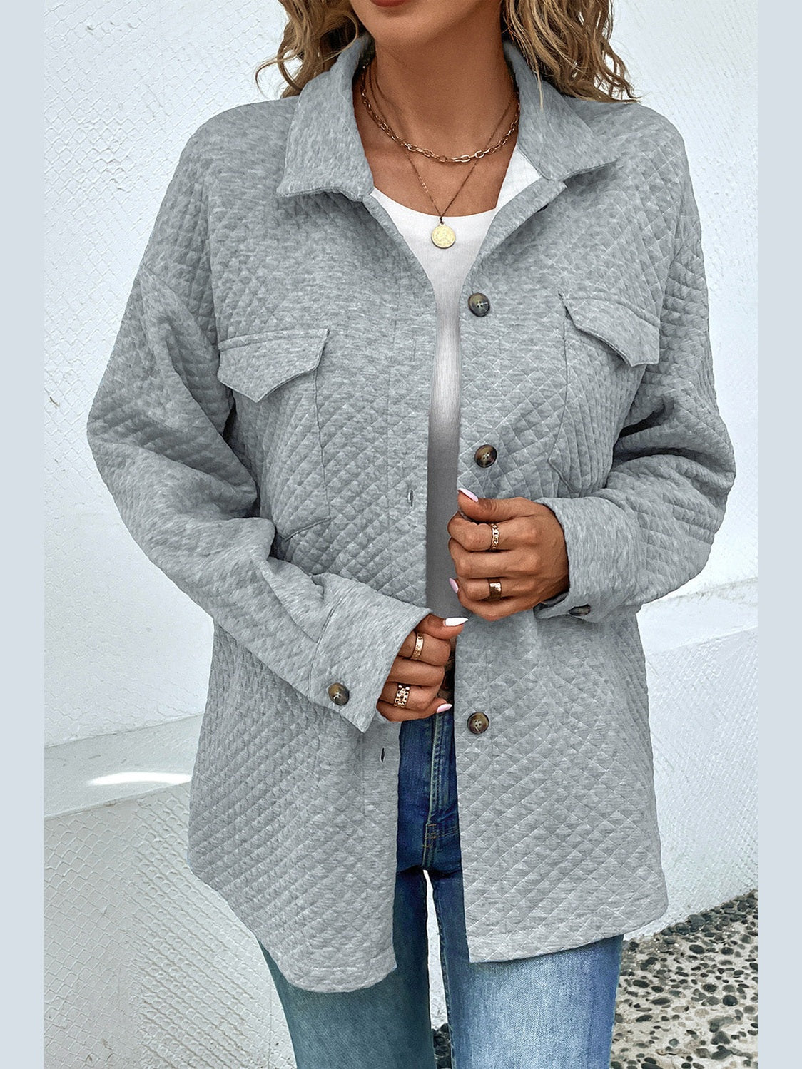 Button Down Collared Jacket nicholesgifts