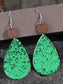 Sequin PU Leather Wooden Dangle Earrings nicholesgifts