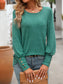 Women Decorative Button Round Neck Long Sleeve T-Shirt nicholesgifts