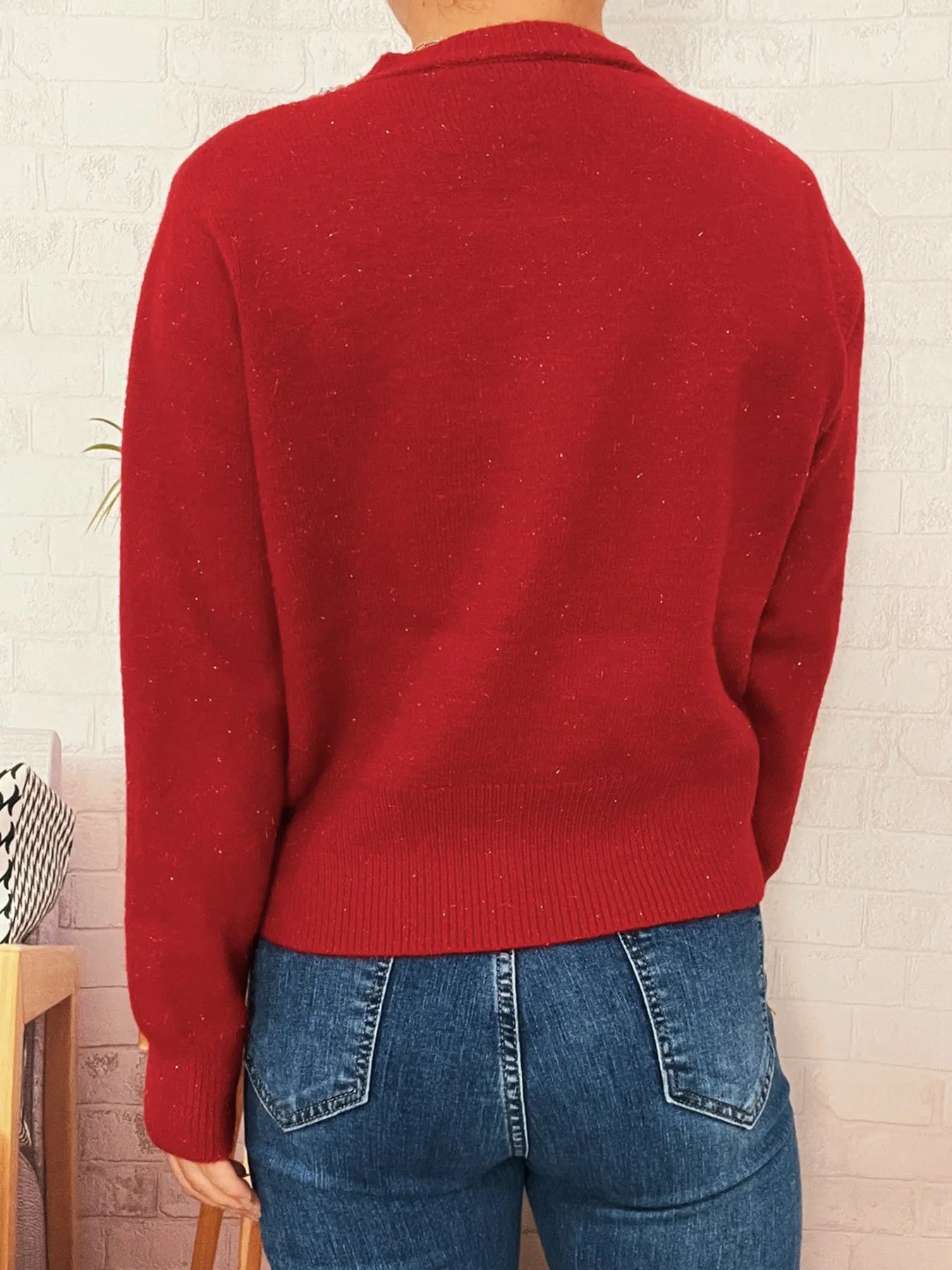 Pearl Detail Button-Front Cardigan NicholesGifts