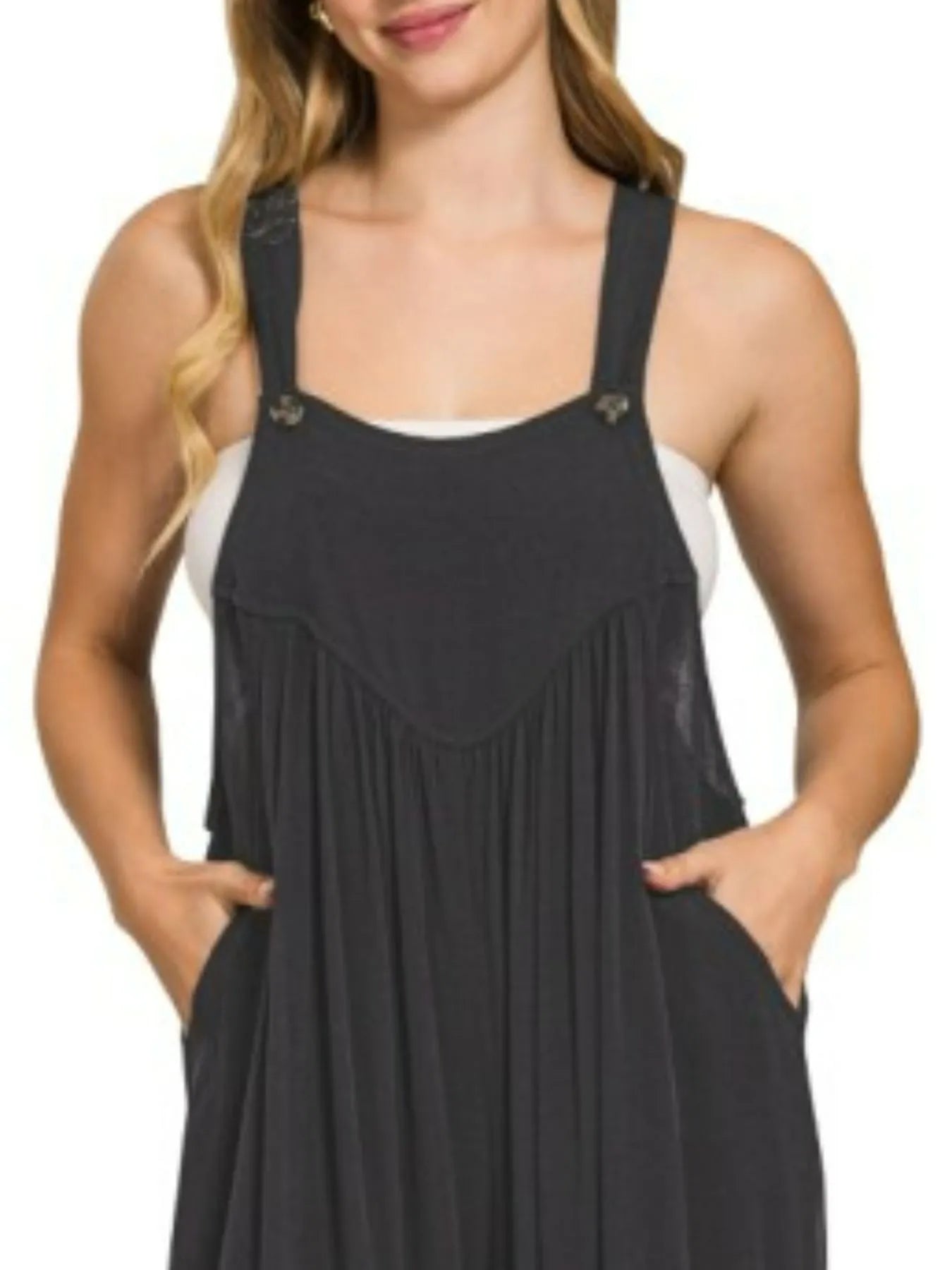 Zenana Woven Rayon Crepe Wide Leg Overalls nicholesgifts