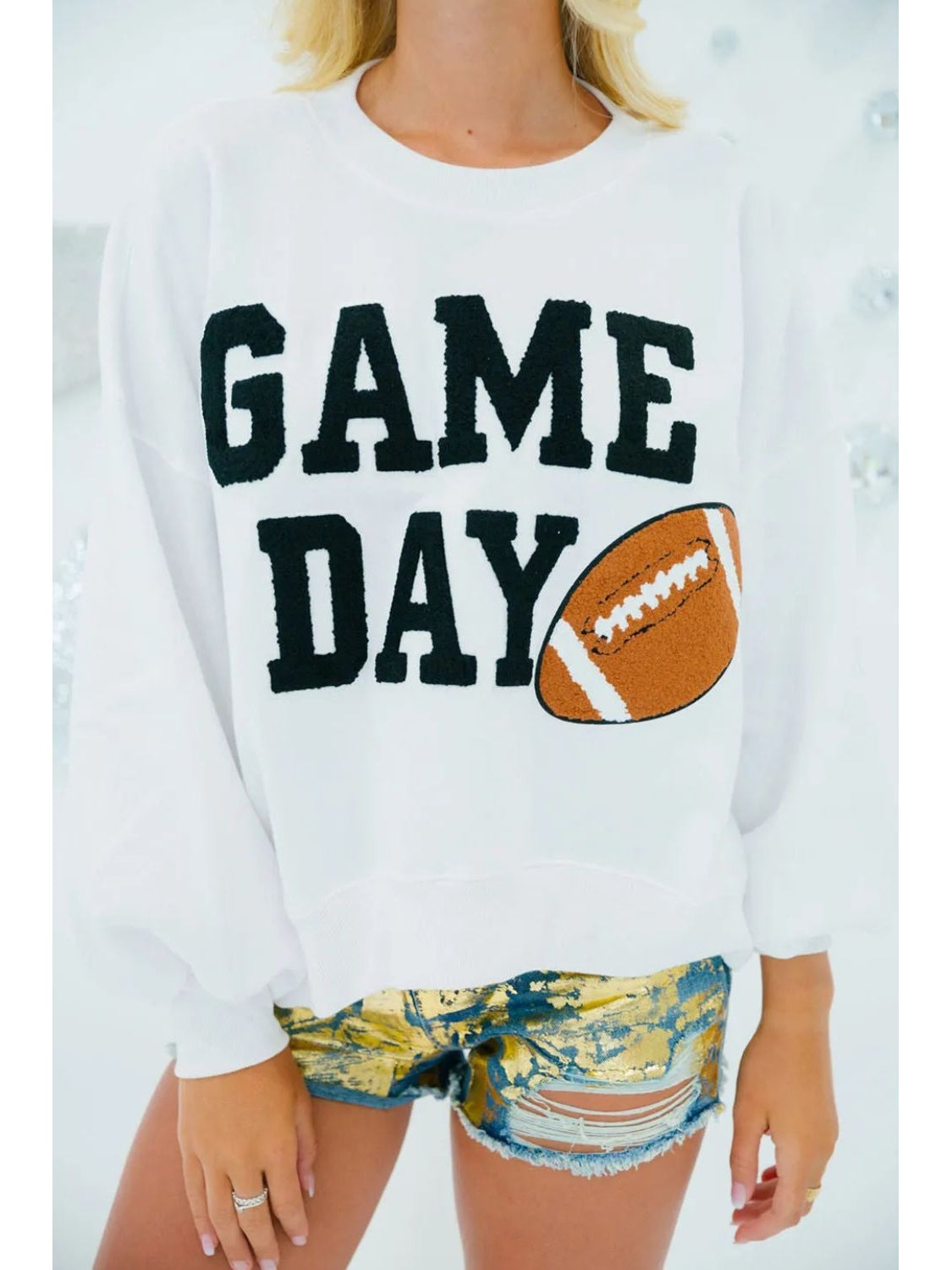 GAME DAY Round Neck Long Sleeve Sweatshirt nicholesgifts