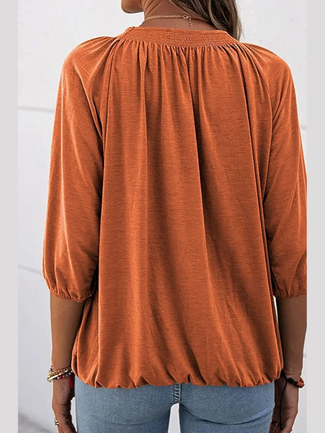 Gathered Detail Round Neck T-Shirt