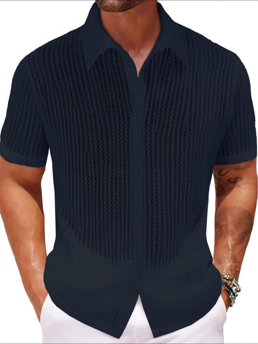 Men's Plus Size Button Down Short Sleeve Shirt Trendsi
