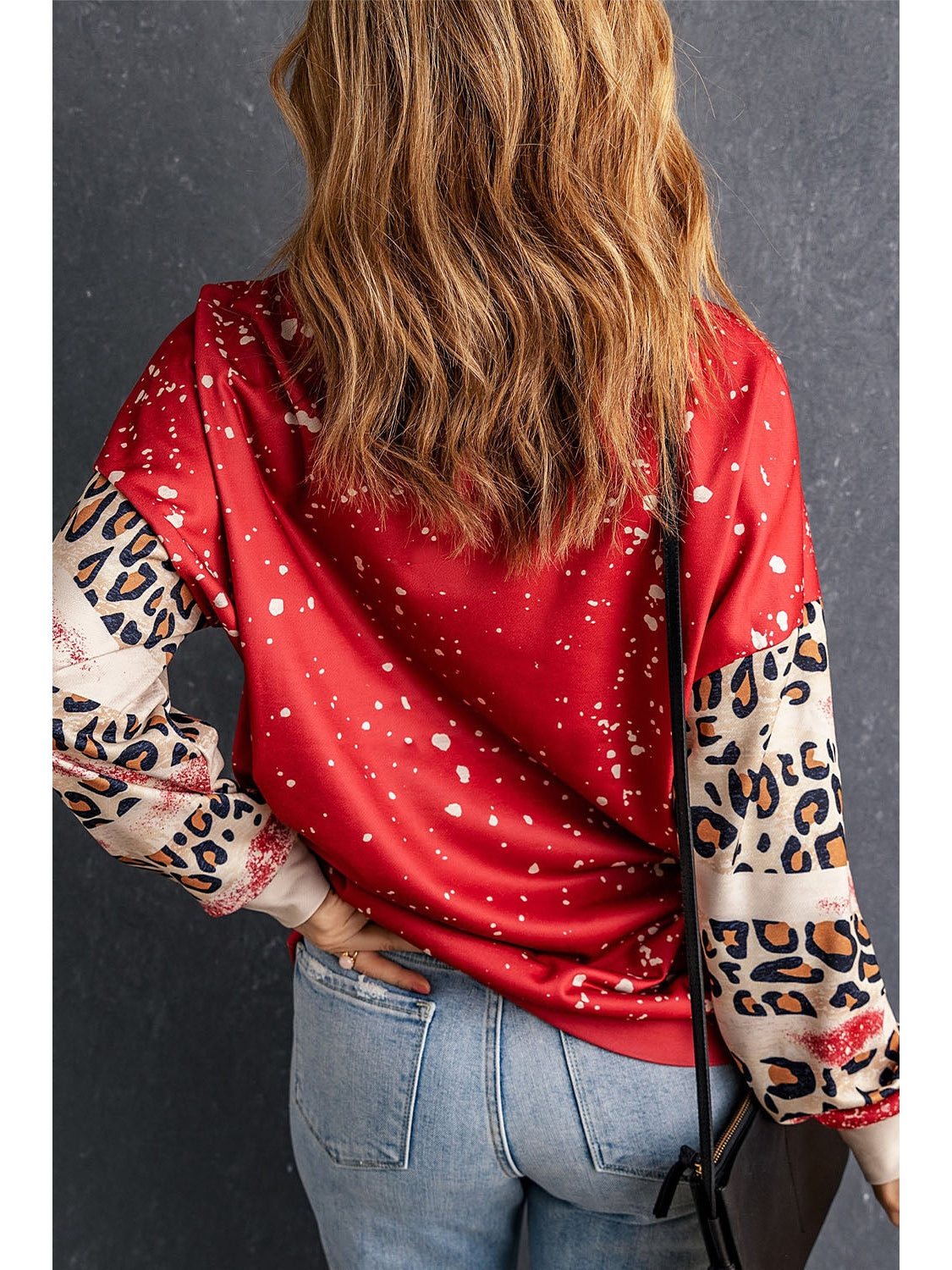 Women Leopard Round Neck Dropped Shoulder Sweatshirt nicholesgifts