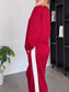 Full Size Contrast Round Neck Top and Pants Set Plus Size nicholesgifts