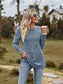 Ribbed Round Neck Long Sleeve Tee nicholesgifts